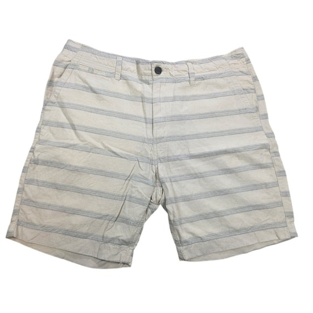 Lucky Brand Mens Linen Shorts 36 Beige Striped Summer Beach Casual Classic Fit